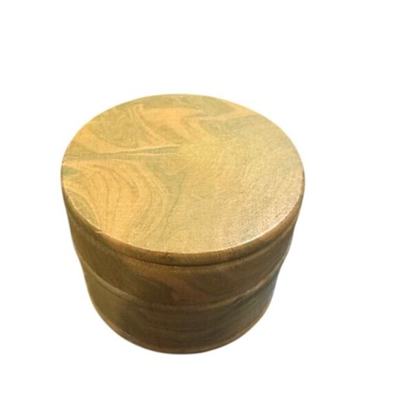 Handcrafted Wooden Round Storage Box With Lid - Natural Finish - Picture 2 of 7